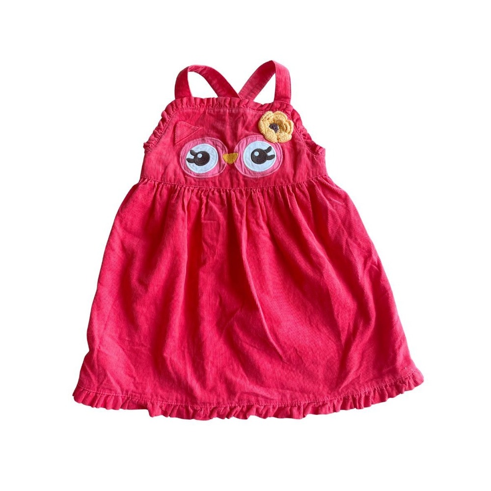 Gymboree 2013 Red Corduroy Owl Overalls‎ Jumper Dress - Sz 18-24 Months